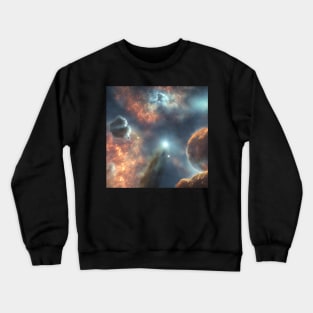 Planets Nebula Cloud In Dark Space Crewneck Sweatshirt